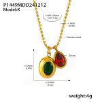 color: P1449-Gold Double Green Zircon Necklace