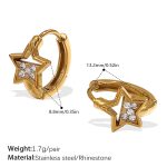 color: EH1088WEG White Rhinestone Gold Small Hoop Earrings