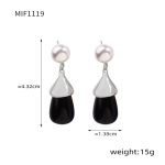 color: F1119-Steel Color Black Resin Earrings