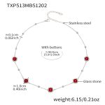 color: TXP513-Red Color Glass Stone Steel Color Necklace 42+5cm