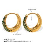 color: EH818GNGS Green Rhinestone Small Gold Earrings