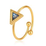 color: Triangle Zircon Ring Sapphire Blue / size: Open Adjustable