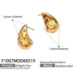 color: F1007-Multicolor Rhinestone Gold Earrings