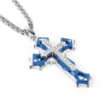 color: Blue 3-Layer Multi-Rhinestone + Steel Chain