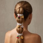 Sweet Fresh Dopamine Strawberry Apple DIY Multi-Shape Pendant Stretch Ponytail Hair Ring