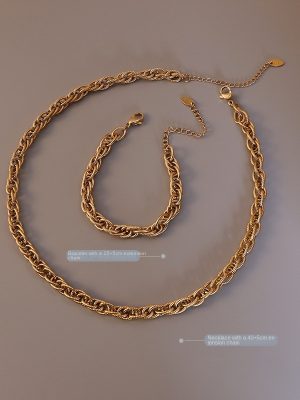 Chocker Italian Encrypted Woven Chain Personalized Necklace Stainless Steel Bracelet P1006-E228 Twist Jewelry