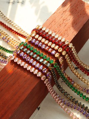 Non-Fading Elegant Graceful Solid Color Colorful Crystals Zircon Inlaid Necklace Bracelet Jewelry Set Hair Generation