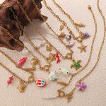 Ocean Vacation Beach DIY Pendant Starfish Necklace Stainless Steel Plated 18K Gold Accessories Women
