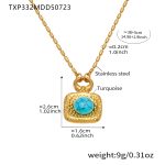 color: TXP332-Gold Blue Turquoise Necklace 38+5cm
