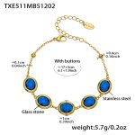 color: TXE511-Blue Color Glass Stone Gold Bracelet 17+5cm
