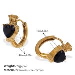 color: EH1141BKG Black Zircon Small Hoop Earrings