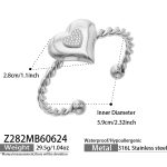 color: Z282-Inlaid Zircon Heart Shape Steel Color Bangle