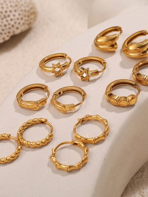 Popular Simplicity Geometric round Earrings Female Design Vacuum Plating Stainless Steel