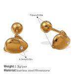 color: EH1168WEG White Rhinestone Gold Stud Earrings