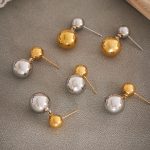 Metal Hollow Ball Earrings PVD 18K Gold Plating Simple Elegant Stainless Steel Earrings
