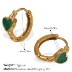 color: EH1146GNG Green Enamel Small Hoop Earrings