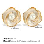 color: EH661WEG White Bead White Enamel Earrings