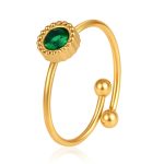 color: Round Zircon Ring Green Rhinestone / size: Open Adjustable