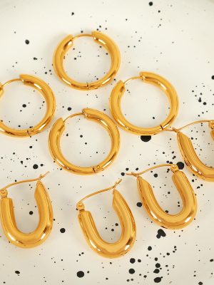 Simple Bracelet Earrings High-Grade Light Luxury All-Match Simple Ear Clip Gold Glossy Earrings for Women