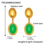 color: TXF269-Gold Green Opal Earrings