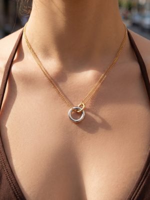 New Stainless Steel Necklace Geometric round Pendant Neck Women's Jewelry P1546