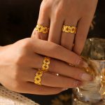French Style Cold Simple Winding Texture Ring Stainless Steel 18K Gold Plating Personalized Opening Adjustable Ring Women
