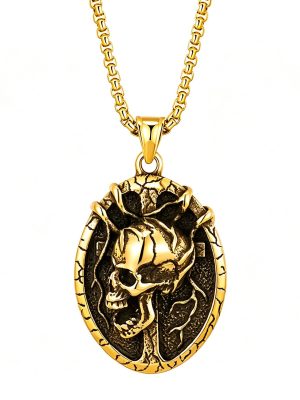 Nightclub Bar Hip Hop Rock Personality Trendy Skull Stainless Steel Necklace Ornament Accessories Pendant