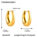 color: F583-Gold U Shape Earrings -M-10mm