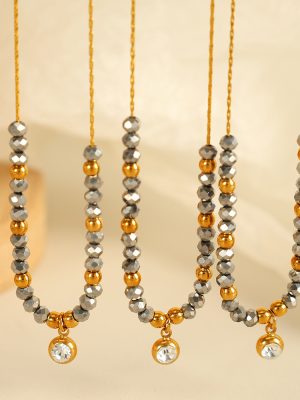 Necklace Sweater Chain Design Temperament Wild Clavicle Chain Zircon Stainless Steel