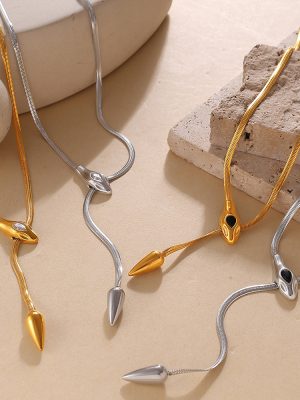 New Personalized Design Snake Head Necklace Stainless Steel Unique High-Grade Long