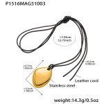 color: P1516-Gold Long Style Necklace 134cm