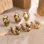 round Diamond Snake-Shaped Stainless Steel Earrings Vintage Geometric Earrings Tassel Jewelry