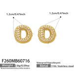 color: F260-Letter D Gold Earrings