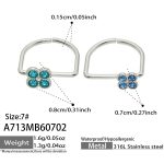 color: A713-Large Light Blue Zircon + Small Deep Blue Zircon Steel Color Ring
