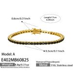 color: E402-Black Zircon Gold Bracelet -17cm