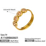 color: A116-Gold Pink Zircon Ring