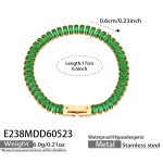 color: E238-Green Zircon Bracelet -17cm