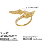 color: A257-Wings Zircon Gold Open Ring / size: US 7