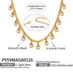 color: P959-Pink Color Zircon Gold Necklace 38.5+5cm