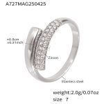 color: A727-Steel Color 5A Zircon Ring Size 7