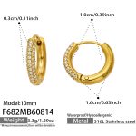 color: F682-Zircon Gold Earrings -10mm