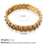 color: SL137GYG Gray Bead Gold Bracelet