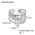 color: A287-Steel Color Shell Zircon Ring / size: One US 7