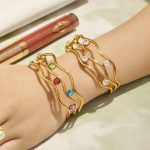 316 Stainless Steel 18K Gold Plating Zircon Opening Advanced Bracelet Ornament Female