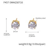 color: F457-Gold Zircon Stud Earrings -5mm