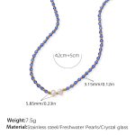 color: XL427EBG Blue Crystal Freshwater Pearl Necklace