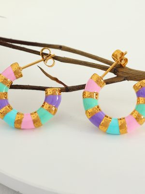 New Color Epoxy Macarons Color Matching Personalized Ear Clips Earrings Celebrity Same Style Female