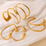 Simple and Popular Classic Double-Headed Water Drop Open-Ended Bracelet Plated 18K Real Gold Non-Fading Stackable Bracelet for Women