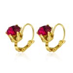 color: MS-765 Gold French Clasp Red Rhinestone