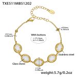 color: TXE511-White Glass Stone Gold Bracelet 17+5cm